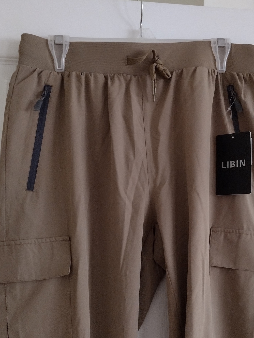 Libian Women's Tan Cargo Jogger Pants - Drawstring Waist